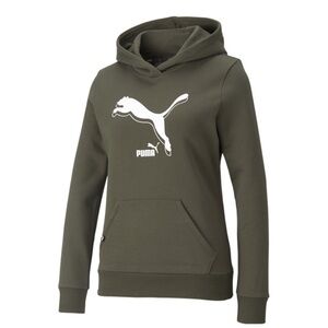 Puma Logo Long Sleeve Green Hoodie